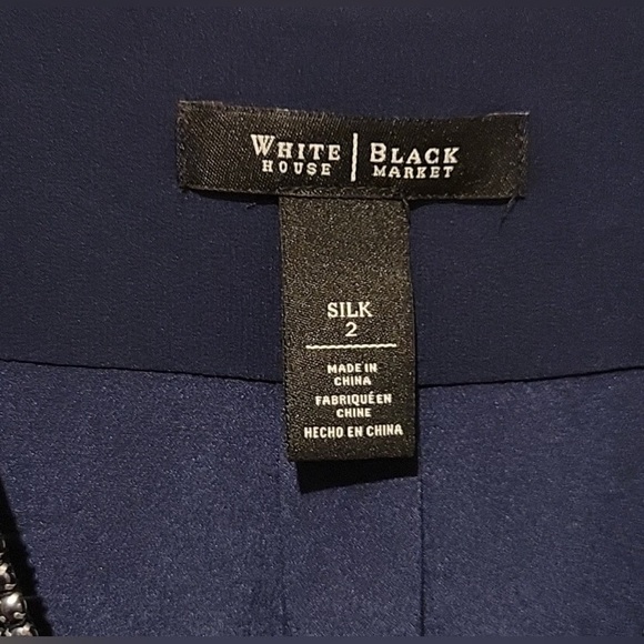 NWT - White House Black Market Beaded Silk Tunic in Classic Navy - Size 2 - Picture 6 of 9